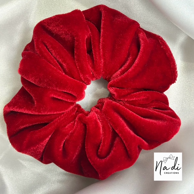 Custom scrunchies — fabric swatches laid out mid-choice