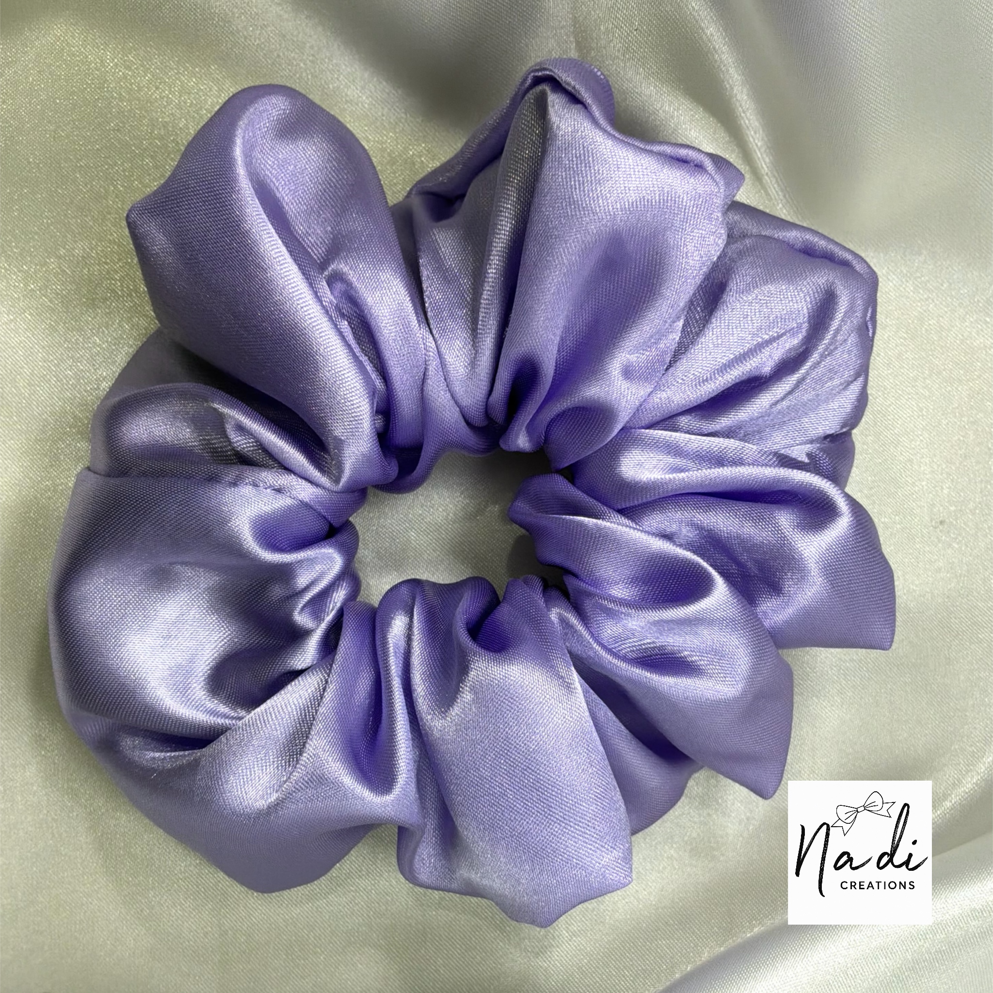 Standard scrunchies — a stack in mixed fabrics